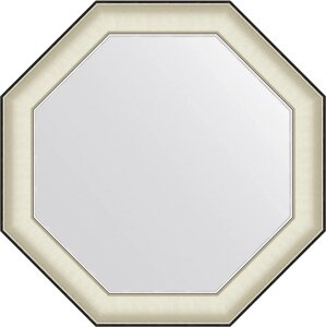 Зеркало Evoform Octagon BY 7447 69х69 белая кожа с хромом, в багетной раме