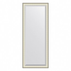 Зеркало напольное с фацетом в багетной раме Evoform белая кожа с хромом 78 мм 79х200 см