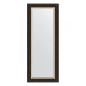 Зеркало с фацетом в багетной раме Evoform черное дерево с золотом 71 мм 54x134 см