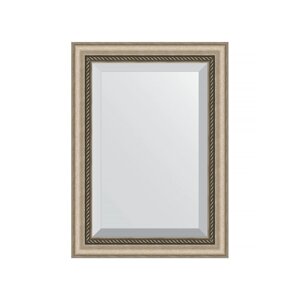 Зеркало с фацетом в багетной раме Evoform состаренное серебро с плетением 70 мм 53х73 см