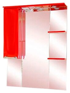 Зеркало-шкаф Misty Жасмин 75 с подветкой, красная плёнка L П-Жас02075-042СвЛ