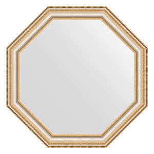 Зеркало в багетной раме Evoform золотые бусы на серебре 60 мм 61,6х61,6 см