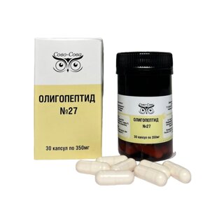 Олигопептиды №27 — Для оздоровления и укрепления иммунитета, Сово-Сова, Россия, 30 капсул по 350 мг