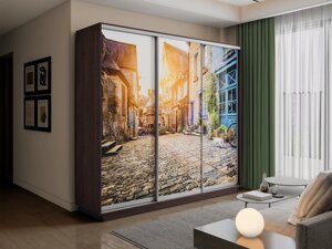 Шкаф-купе 3-х дверный Экспресс-2 1800х450/600х2200/2400 (Фотопечать улица) Е1 мебель