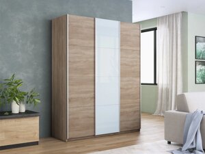 Шкаф-купе Прайм 3-х дверный 1800х570х2300 (ЛДСП, Стекло белое) Е1 мебель