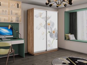 Шкаф-купе 2-х дверный Экспресс-2 1600х450/600х2200/2400 (Фотопечать орхидея белая) Е1 мебель