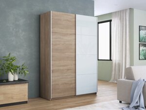 Шкаф-купе Прайм 2-х дверный 1200х570х2300 (ЛДСП, Стекло белое) Е1 мебель