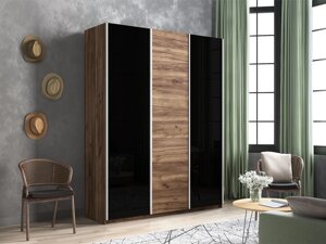 Шкаф-купе Прайм 3-х дверный 1800х570х2300 (Стекло чёрное, ЛДСП) Е1 мебель