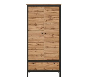 LOFT Шкаф SZF2D1S (дуб вотан/чёрный) БРВ-мебель