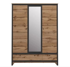 LOFT Шкаф SZF3D2S (дуб вотан/чёрный) БРВ-мебель