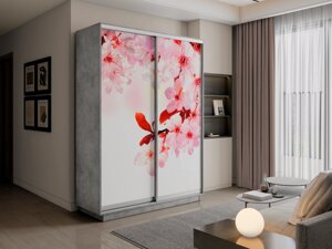 Шкаф-купе Экспресс 2-х дверный 1200х450/600х2200/2400 (Фотопечать сакура) Е1 мебель