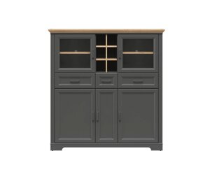 JASMIN Шкаф-витрина REG2W3D3S (графит/ дуб артизан) БРВ-мебель