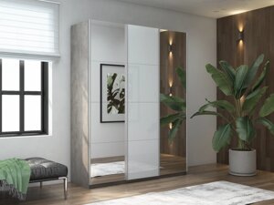 Шкаф-купе Прайм 3-х дверный 2100х570х2300 (Зеркало, Стекло белое) Е1 мебель