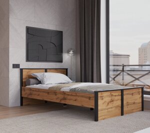LOFT Кровать LOZ120х200 без основания (дуб вотан/чёрный) БРВ-мебель