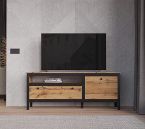 LOFT Тумба RTV1D1S (дуб вотан/чёрный) БРВ-мебель