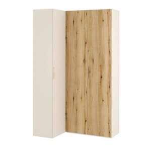 Шкаф угловой FEDERICA ШУ-02/2, 1 сатин+2 дуб эвок, 1 белый+2 дуб эвок в Санкт-Петербурге от компании Фабрика Мебели