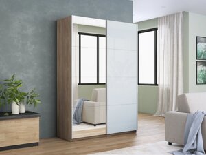 Шкаф-купе Прайм 2-х дверный 1200х570х2300 (Зеркало, Стекло белое) Е1 мебель