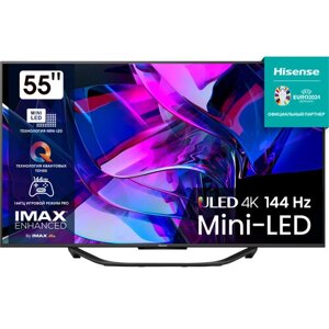 55" Телевизор hisense 55U7kq 2023 HDR, ULED, mini-LED, quantum dot, LED, черный