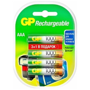 AAA Аккумуляторная батарейка GP 100AAAHC3/1, 4 шт. 1000мAч