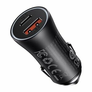 Автомобильное зарядное устройство BASEUS Max Dual, USB+Type-C, 8A, 60W, черный
