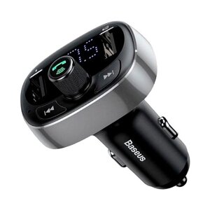Автомобильное зарядное устройство Baseus T typed Bluetooth MP3 charger with car holder, 12 Вт, RU, серебристый