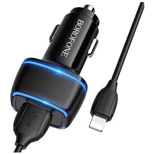 Автомобильное зарядное устройство BOROFONE BZ14 Max, 2*USB, 2.4A, черный