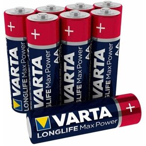 Батарея varta longlife MAX POWER, AA (LR6), 1.5V, 8 шт. (04706101428)