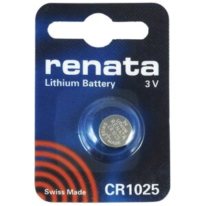 Батарейка CR1025 3В литиевая Renata в блистере 1шт.