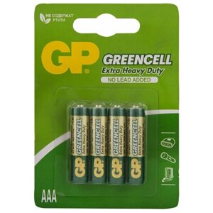 Батарейка GP Greencell AAA (R03) 24S солевая, BL4