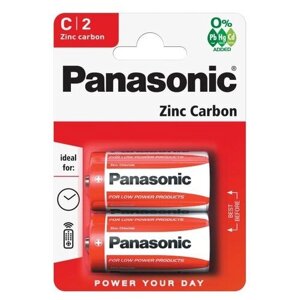 Батарейка Panasonic Zinc Carbon C/R14, в упаковке: 2 шт.
