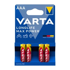 Батарейка varta longlife MAX POWER (MAX TECH) LR03 AAA BL4 alkaline 1.5V (4703) (4/40/200) VARTA 4703101404