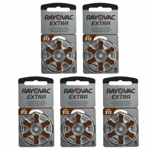 Батарейки для слуховых аппаратов Rayovac Extra ZA312 / PR41 / V 312 Zinc Air 1.45V 30 шт