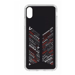 Чехол для Apple iPhone XS Max КRUЧЕ Print BTS, пластиковая накладка, прозрачный бампер с защитой камеры, противоударный защитный кейс с рисунком на Айфон