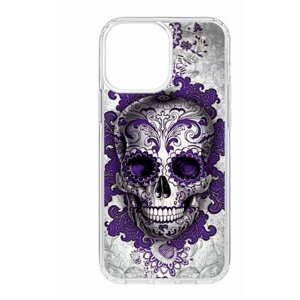 Чехол для iPhone 13 Pro Max Kruche Print Sugar Skull, противоударная пластиковая накладка с рисунком, силиконовый бампер с защитой камеры, кейс с принтом