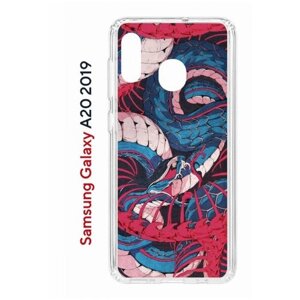Чехол для Samsung Galaxy A20 2019 Kruche Print Японская змея, противоударный силиконовый бампер с рисунком, пластиковая накладка с защитой камеры