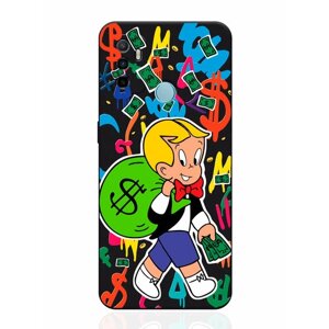Чехол для смартфона Oppo A53 черный силиконовый Monopoly Richie Rich/ Монополи Богатенький Риччи