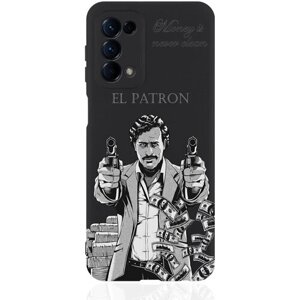 Чехол для смартфона OPPO Reno5 черный силиконовый El Patron Pablo Escobar/ Пабло Эскобар