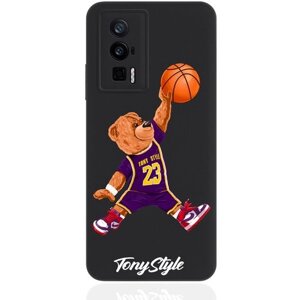 Чехол для смартфона POCO F5 Pro черный силиконовый Tony Style баскетболист с мячом