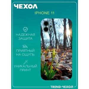 Чехол для телефона Apple iPhone 11 c принтом подснежники в лесу природа цветы белые