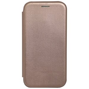 Чехол книжка боковая с подставкой из гладкой кожи с магнитом iPhone 12 Pro Max розовое золото