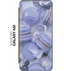 Чехол-книжка Лавандовые макаруны на Samsung Galaxy A51 / Самсунг А51 золотой