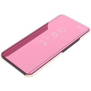 Чехол-книжка MyPads для Xiaomi Redmi Note 7/ Note 7 Pro / Xiaomi Redmi Note 7S с дизайном Clear View Cover с полупрозрачной пластиковой крышкой с зеркальной поверхностью розовый