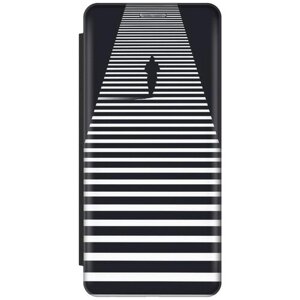 Чехол-книжка на Apple iPhone 12 / 12 Pro / Эпл Айфон 12 / 12 Про с рисунком "Одинокий пешеход" черный
