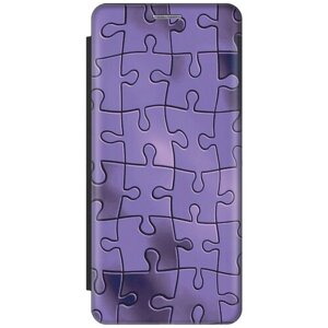 Чехол-книжка на Apple iPhone 12 Pro Max / Эпл Айфон 12 Про Макс с рисунком "Фиолетовый пазл" черный