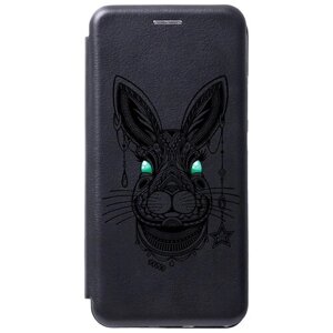 Чехол-книжка на Samsung Galaxy A23 4G, Самсунг А23 4Г с 3D принтом "Grand Rabbit" черный