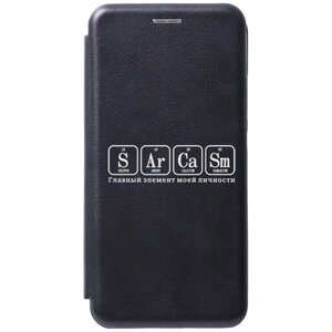 Чехол-книжка на Samsung Galaxy A23 4G, Самсунг А23 4Г с 3D принтом "Sarcasm Element W" черный