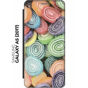 Чехол-книжка Разноцветные сладости на Samsung Galaxy A5 (2017) / Самсунг А5 2017 черный