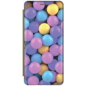 Чехол-книжка Сиреневые шары на Samsung Galaxy S8 / Самсунг С8 золотой