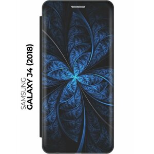 Чехол-книжка Темно-синяя абстракция на Samsung Galaxy J4 (2018) / Самсунг Джей 4 (2018) черный