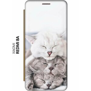 Чехол-книжка Три кота на Xiaomi Redmi 8A / Сяоми Редми 8А золотой